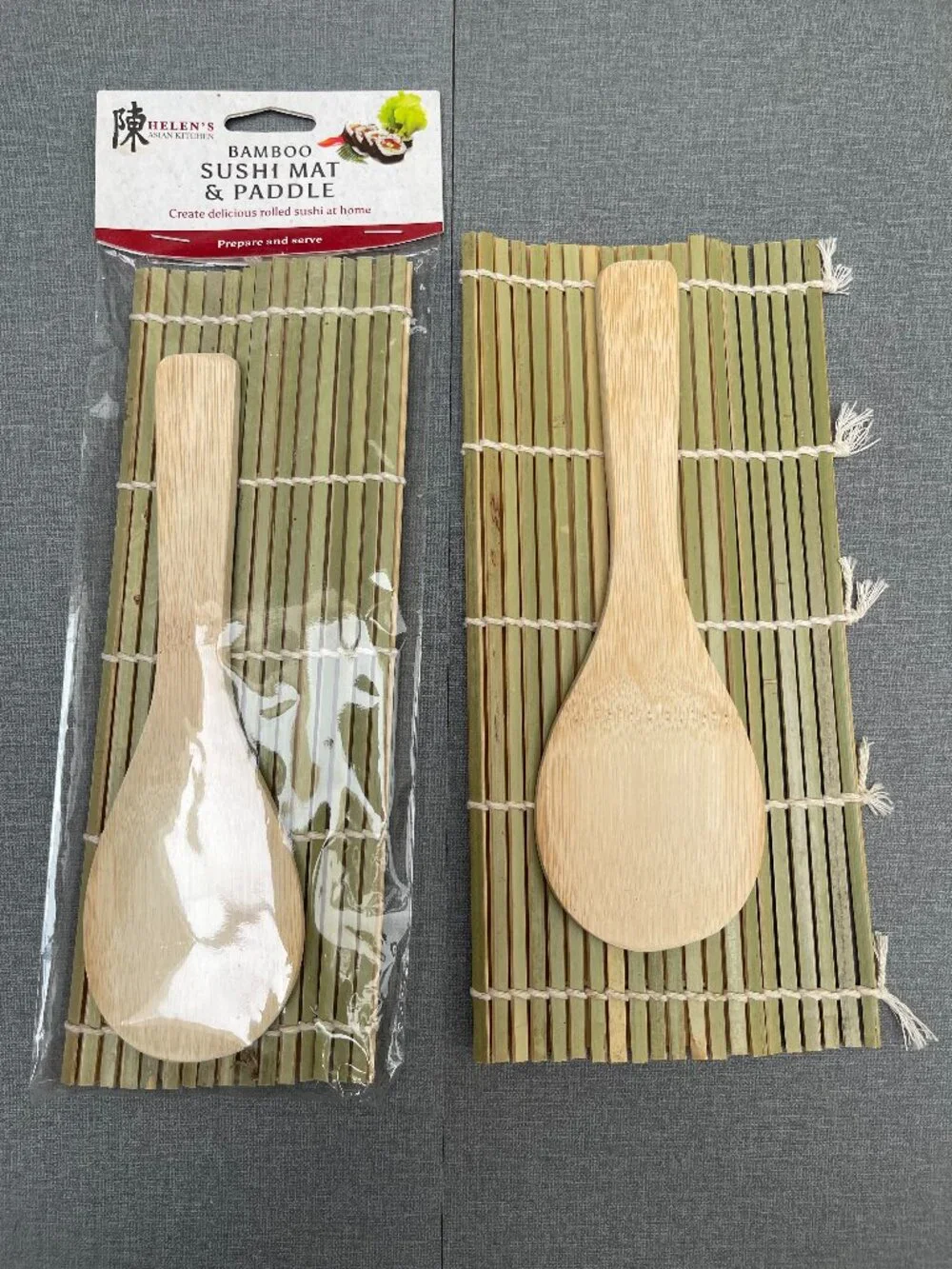2 Pack Bamboo Sushi Mat And Paddle